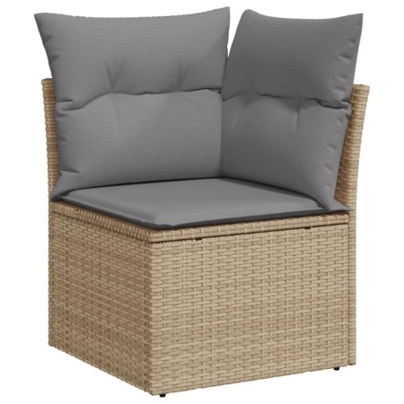 Set Divano da Giardino 10 pz con Cuscini Beige Misto Polyrattan