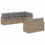 Set Divano da Giardino 7 pz con Cuscini Beige Misto Polyrattan