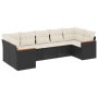 Set Divani da Giardino con Cuscini 7pz Nero Polyrattan