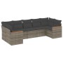 Set Divani da Giardino 7 pz con Cuscini Grigio in Polyrattan