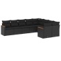 Set Divani da Giardino 9 pz con Cuscini Nero in Polyrattan