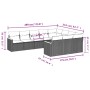 Set Divani da Giardino 10pz con Cuscini in Polyrattan Nero