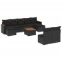 Set Divani da Giardino 10pz con Cuscini in Polyrattan Nero