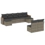 Set Divano da Giardino 9 pz con Cuscini Grigio in Polyrattan