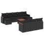 Set Divani da Giardino 11 pz con Cuscini in Polyrattan Nero