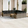 Set Divani da Giardino 12 pz con Cuscini Grigio in Polyrattan