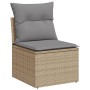 Set Divano da Giardino 13 pz con Cuscini Beige Misto Polyrattan