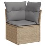 Set Divano da Giardino 13 pz con Cuscini Beige Misto Polyrattan