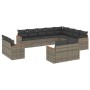 Set Divani da Giardino 12 pz con Cuscini Grigio in Polyrattan