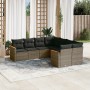 Set Divano da Giardino 8 pz con Cuscini Grigio in Polyrattan