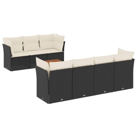 Set Divani da Giardino con Cuscini 8 pz Nero in Polyrattan