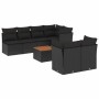 Set Divani da Giardino con Cuscini 8 pz Nero in Polyrattan