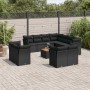 Set Divani da Giardino 12 pz con Cuscini Nero in Polyrattan