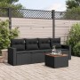 Set Divani da Giardino 5 pz con Cuscini in Polyrattan Nero