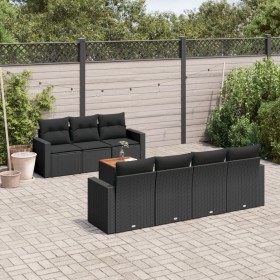 Set Divani da Giardino con Cuscini 8 pz Nero in Polyrattan