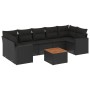 Set Divani da Giardino con Cuscini 8 pz Nero in Polyrattan