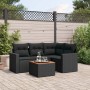 Set Divani da Giardino 5 pz con Cuscini in Polyrattan Nero