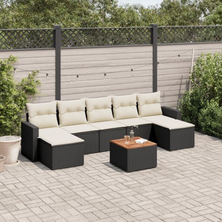 Set Divani da Giardino con Cuscini 8 pz Nero in Polyrattan