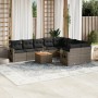 Set Divano da Giardino 10 pz con Cuscini Grigio in Polyrattan