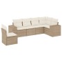 Set Divano da Giardino 6 pz con Cuscini Beige in Polyrattan