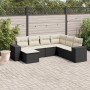 Set Divani da Giardino con Cuscini 7pz Nero Polyrattan