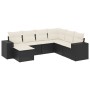 Set Divani da Giardino con Cuscini 7pz Nero Polyrattan