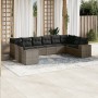 Set Divano da Giardino 10 pz con Cuscini Grigio in Polyrattan