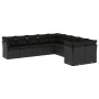 Set Divani da Giardino 10pz con Cuscini in Polyrattan Nero