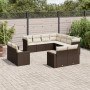 Set Divani da Giardino 11 pz con Cuscini Polyrattan Marrone