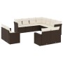 Set Divani da Giardino 11 pz con Cuscini Polyrattan Marrone