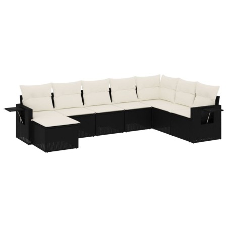 Set Divani da Giardino con Cuscini 8 pz Nero in Polyrattan