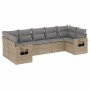 Set Divani da Giardino 7 pz con Cuscini Beige in Polyrattan