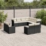 Set Divani da Giardino 11 pz con Cuscini in Polyrattan Nero