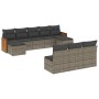 Set Divano da Giardino 10 pz con Cuscini Grigio in Polyrattan