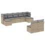 Set Divano da Giardino 9 pz con Cuscini Beige in Polyrattan