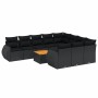 Set Divani da Giardino 11 pz con Cuscini in Polyrattan Nero