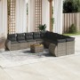 Set Divani da Giardino 11 pz con Cuscini in Polyrattan Grigio