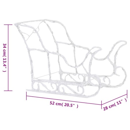 Decorazione Natalizia Renne e Slitta 280x28x55 cm in Acrilico