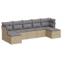 Set Divani da Giardino 7 pz con Cuscini Beige in Polyrattan