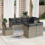 Set Divano da Giardino 8 pz con Cuscini Grigio in Polyrattan