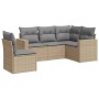 Set Divano da Giardino 5 pz con Cuscini Beige in Polyrattan