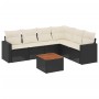 Set Divani da Giardino con Cuscini 7pz Nero Polyrattan