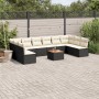 Set Divani da Giardino 11 pz con Cuscini in Polyrattan Nero