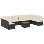 Set Divani da Giardino 11 pz con Cuscini in Polyrattan Nero