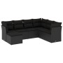 Set Divani da Giardino con Cuscini 7pz Nero Polyrattan