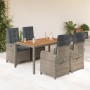 Set da Pranzo da Giardino 5 pz con Cuscini in Polyrattan Grigio