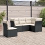 Set Divani da Giardino 5 pz con Cuscini in Polyrattan Nero