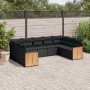 Set Divani da Giardino 9 pz con Cuscini Nero in Polyrattan