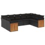 Set Divani da Giardino 9 pz con Cuscini Nero in Polyrattan