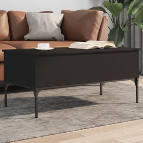 Tavolino Salotto Nero 100x50x45 cm Legno Multistrato e Metallo